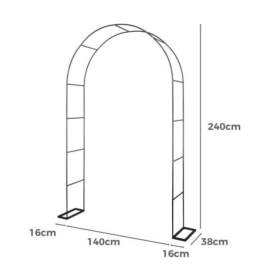 Sturdy Black Metal Garden Arch - 1PC Outdoor Climbing Plant Trellis, Ideal for Roses, Vines, Weddings & Events